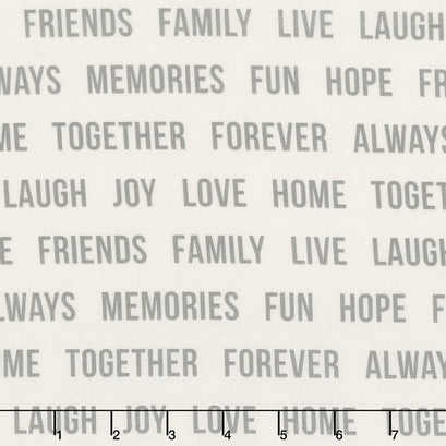 Urban Cottage - Words to Live By Ivory Gray 108" Wide Backing