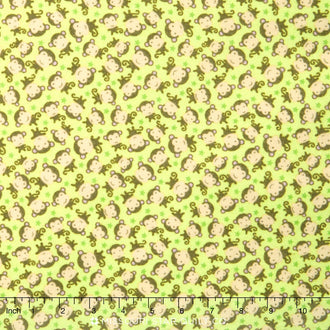 Sweet Baby Girl - Monkeys Green Flannel Yardage