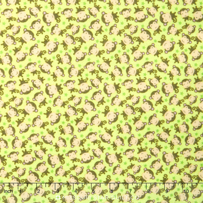 Sweet Baby Girl - Monkeys Green Flannel Yardage