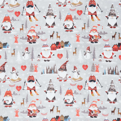 Nordic Gnomes - Winter Nordic Gnomes Town Grey Yardage