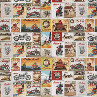 Indian Motorcycle - Vintage Signs White Yardage