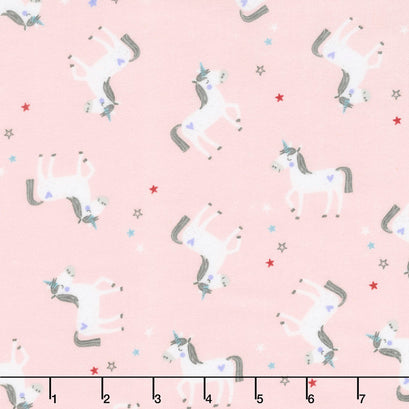 Flannel Basics - Unicorn In Color Pink Yardage