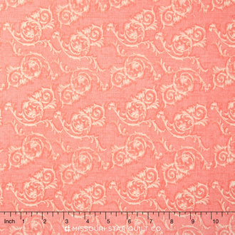 Toile de Jouy - Toile Scroll Coral Yardage