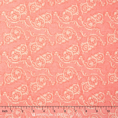 Toile de Jouy - Toile Scroll Coral Yardage