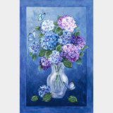 Rhapsody in Blue (Northcott) - Hydrangea Vase Blue Multi Panel Primary Image