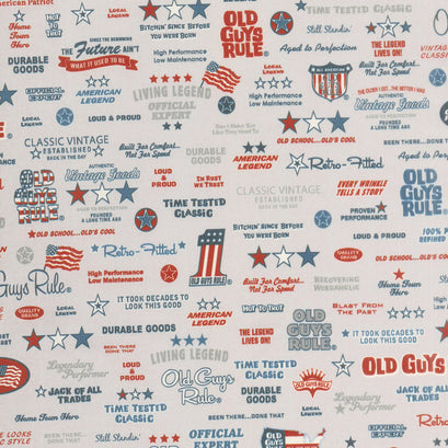Old Guys Rule - Words Charcoal Yardage