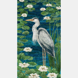 Tranquil Waters - Heron Dark Blue Multi Panel