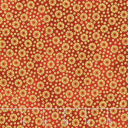 Imperial Collection 13 - Black Floral Dots Crimson Metallic Yardage