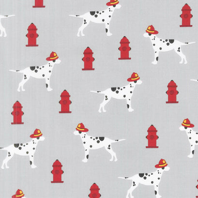 Fire Pups - Dalmations Grey Yardage