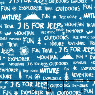 J is for Jeep - Blue Colorway Jeep Words Blue Yardage