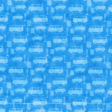 On The Go - Automobiles Blue Yardage Primary Image