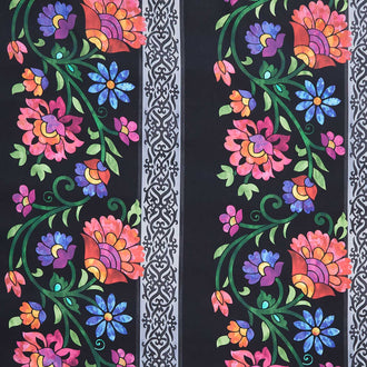 Prism II - Floral Border Black Yardage