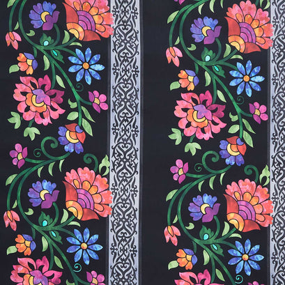 Prism II - Floral Border Black Yardage