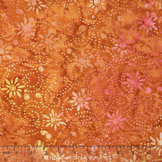 Tonga Batiks - Autumn Daisy Chain Copper Yardage