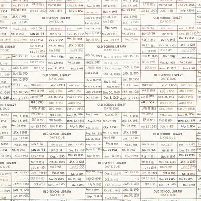 Old School - Library Card Parchment Yardage