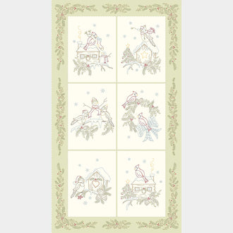 Songbird Holiday - Embroidery Sage Panel