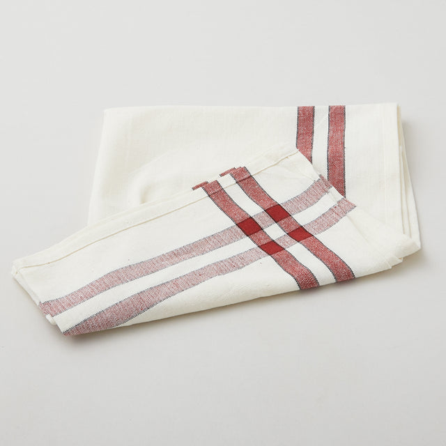 Cream Towel With Red Stripes Primary Image