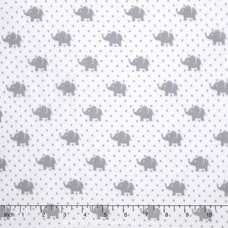 Little Prints Double Gauze - Bambino Elephants Grey Yardage