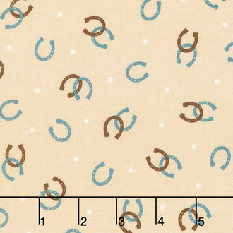 Boots and Spurs - Blue Colorway Boots Horseshoe Tan Yardage