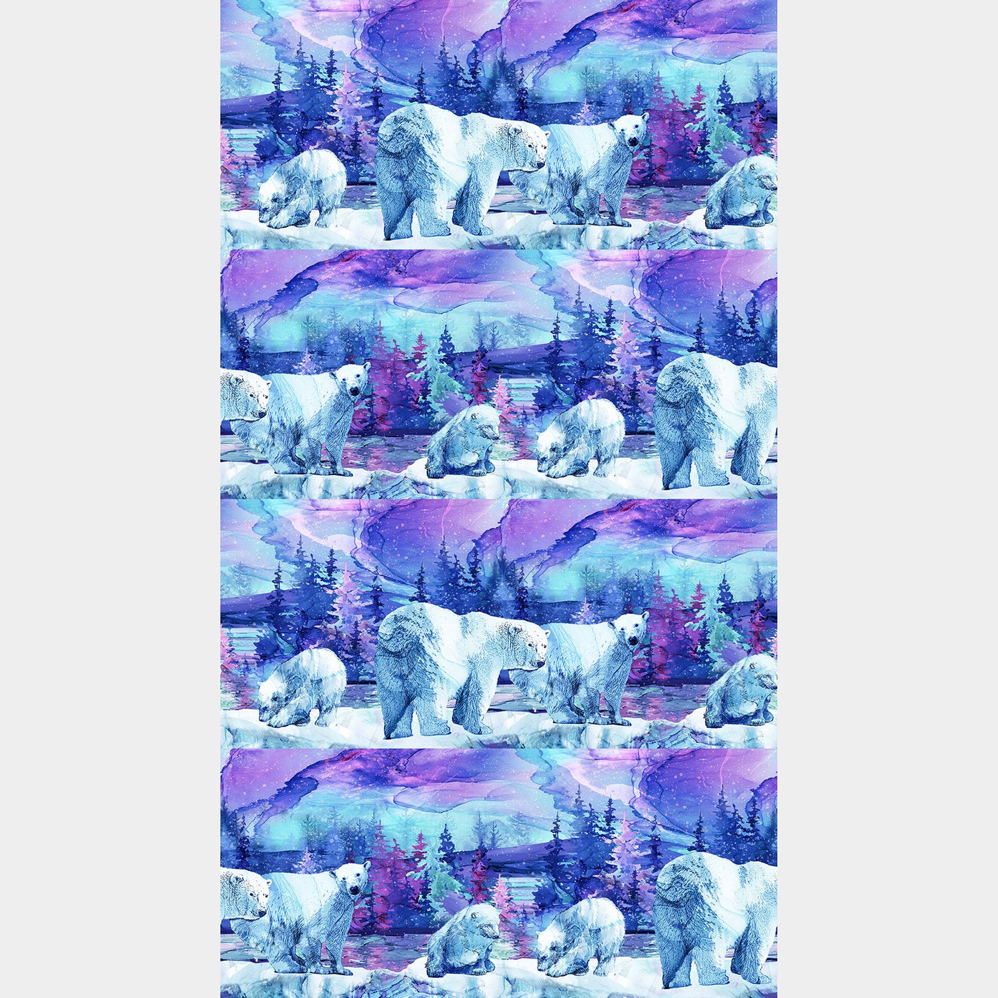 Illuminations - Polar Bear Border Stripe Blue Multi Yardage Alternative View #1