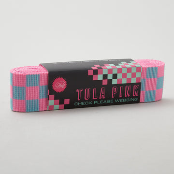 Tula Pink Check Please 1-1/2" Webbing - Cosmic Pink/Aqua - 3 Yard Pack