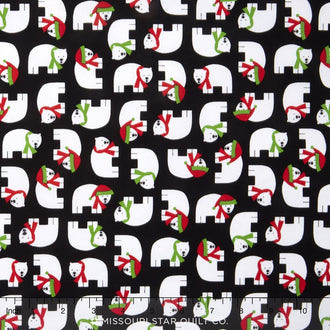 Jingle 4 - Holiday Colorstory Small Polar Bears Black Yardage