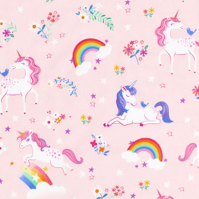 Happy Little Unicorns - Unicorns and Rainbows Pink Yardage