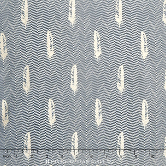 Shimmer 2 - Feather Chevrons Indigo Metallic Yardage