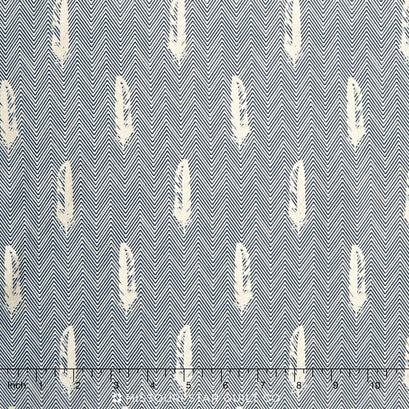 Shimmer 2 - Feather Chevrons Indigo Metallic Yardage