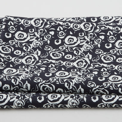 Flower Sketches - Artistic Roses Black/White 2 Yard Cut