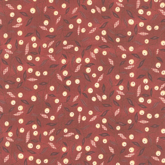 Garnets and Gingham - Viney Gingham Leaves Garnet Yardage