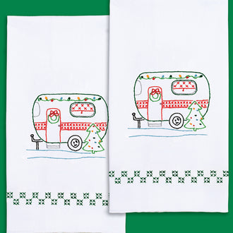 Christmas Camper Embroidery Hand Towel Set