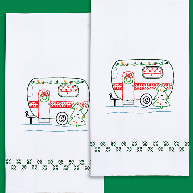 Christmas Camper Embroidery Hand Towel Set Primary Image
