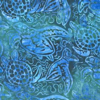 Artisan Batiks - Totally Tropical Turtles Teal Yardage