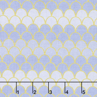 Let's Be Mermaids - Mermaid Scallops Periwinkle Sparkle Yardage