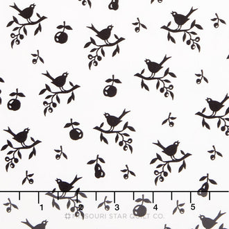 Playing with Shadows - Fruit Birds Branches Black Yardage