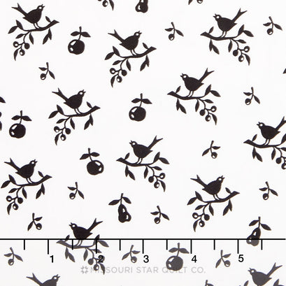 Playing with Shadows - Fruit Birds Branches Black Yardage