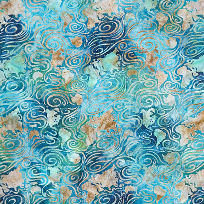 Artisan Batiks - Orbital Sunrise Continents Ocean Yardage