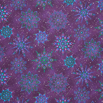 On Dragonfly Wings - Beaded Medallion Dark Purple Yardage Primary Image