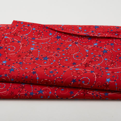 Star Spangled - Stars Red 108" Wide 3 Yard Cut