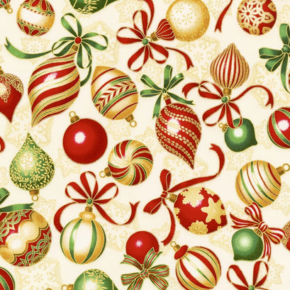 Holiday Flourish 10 - Holiday Christmas Ornaments Holiday Metallic Yardage