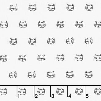 Whiskers & Tails - Cat Faces White Yardage