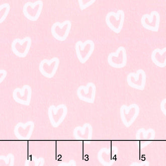 Penned Pals Flannel - Pink Colorstory Hearts Baby Pink Yardage