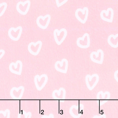Penned Pals Flannel - Pink Colorstory Hearts Baby Pink Yardage