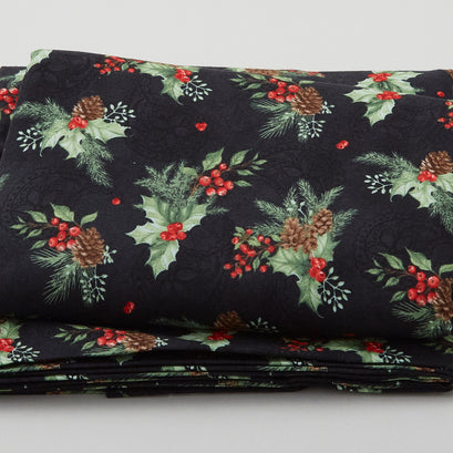 Tartan Holiday - Foliage Toss Black 3 Yard Cut