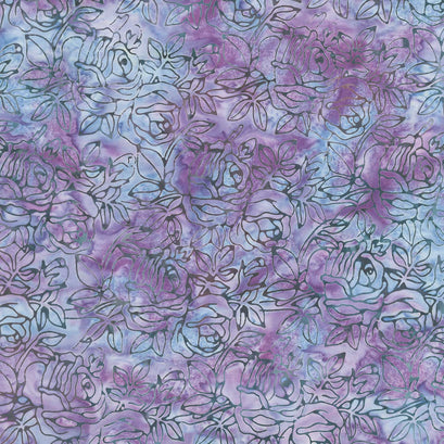 Poetic Bouquet Batiks - Large Rose Twilight Yardage
