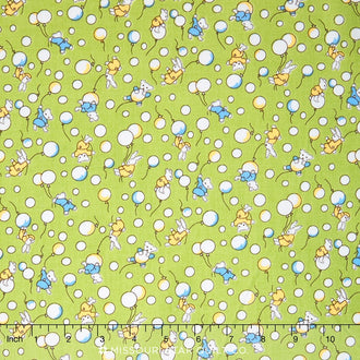 Toy Chest - Bunnies & Balloons Green Yardage