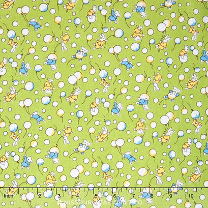 Toy Chest - Bunnies & Balloons Green Yardage