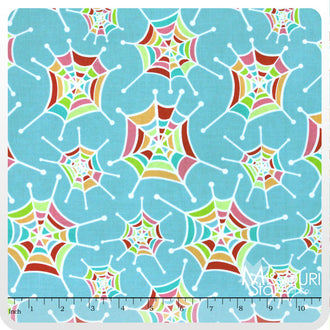 Snug as a Bug - Spider Webs Aqua Yardage