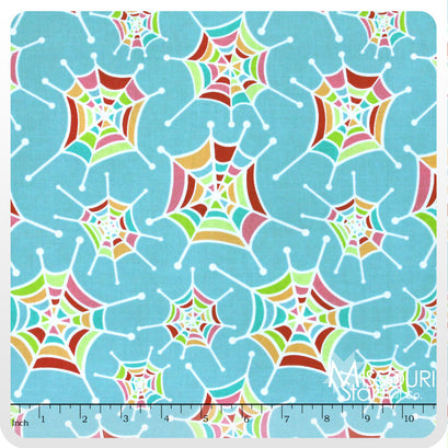 Snug as a Bug - Spider Webs Aqua Yardage